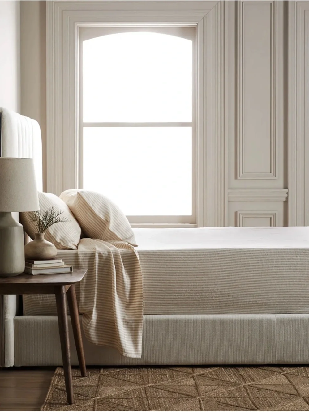 Quince linen Striped Beige and White Sheet Set - Picture 2 of 7